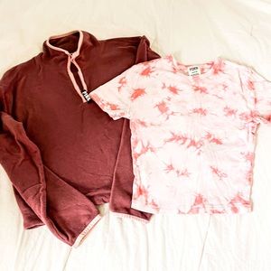 Bundle 4 ($10 Items for $20) PINK Fleece Pullover & Tie-dye t-shirt